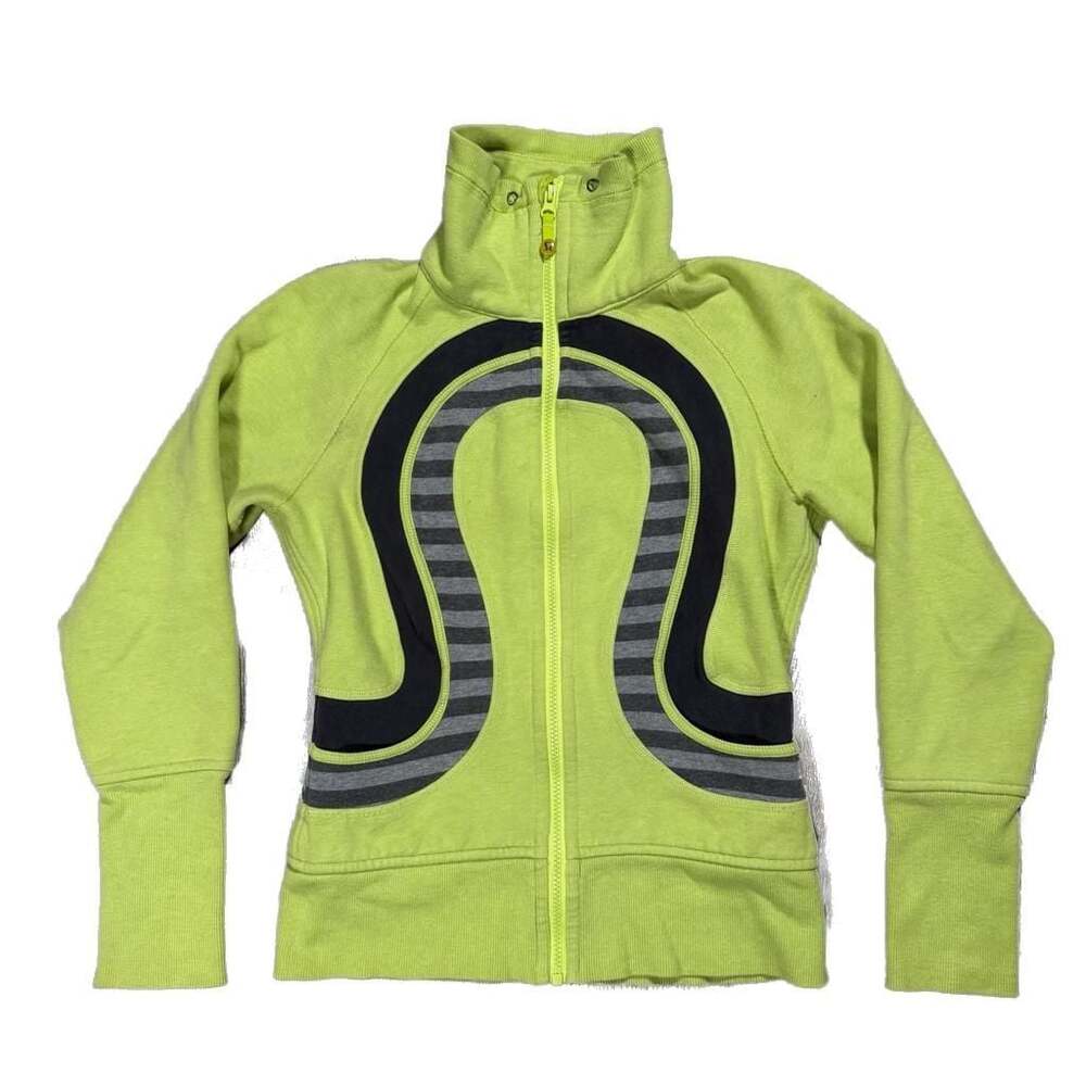 Womens Lululemon Athletica Lime Green Full-Zip Track Jacket Size 6
